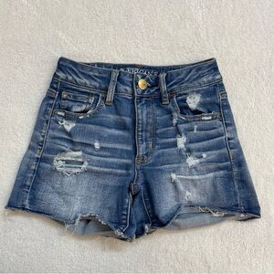 00 American Eagle Outfitters AEO Denim Super Stretch Distressed Jean Shorts